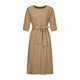 thumbnail image 4 of ICHUANYI Clearance Women's Fashion Round Neck Loose Short Sleeve Solid Mid-Calf Dress Long Dress(Khaki, XXL) ICHUANYI WER2023080703379, 4 of 8
