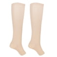 thumbnail image 3 of 1 par de medias de compresión con cremallera hasta media pantorrilla, mallas delgadas, calcetines elásticos con punta abierta (color de piel XXL), 3 of 12