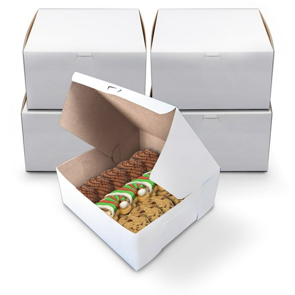 MT Products Plain Cookie Boxes 9" x 9" x 5" - White Bakery Boxes No-Window (Pack of 15) - Made in USA