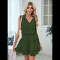 thumbnail image 4 of Minivestido Elegante de con Volantes y Escote en V Sin Mangas para Mujer, -Verano 2025 Verde S, 4 of 9