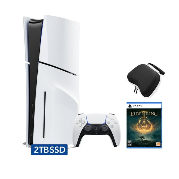 PlayStation 5 Slim Disc 2TB SSD Edition Bundle with EldenRing and Controller Case - PS5, White
