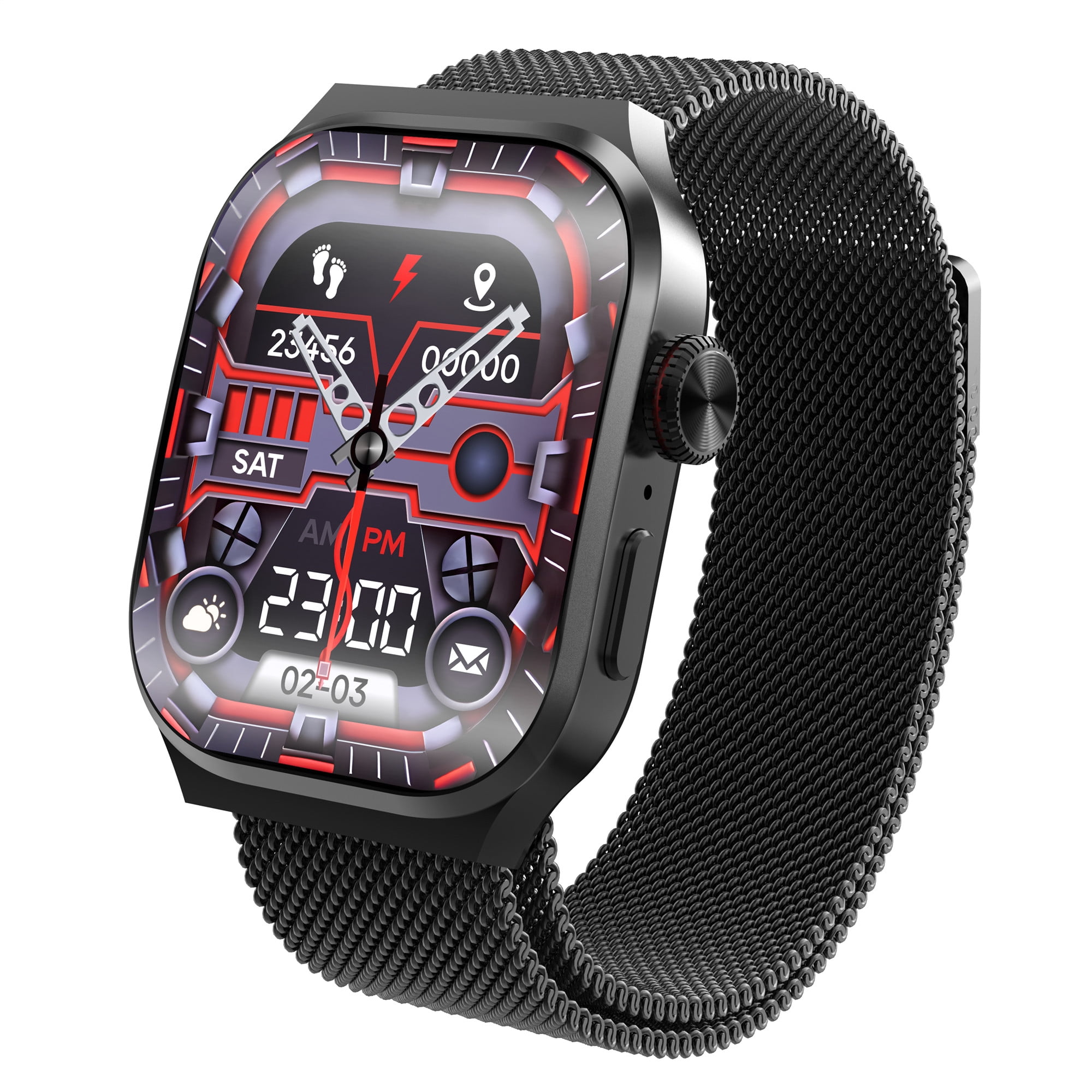 E EYAFA Smart Watch JS Watch 10S 2.13 inch AMOLED Screen Bluetooth Call Sports Watch with 4GB Local Memory Wireless Charging for Men and Women-Black