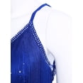 thumbnail image 3 of Lejafay Women's Tassels Belly Dance Outfits V-neck Sleeveless Crop Top with Tiered Fringe Skirt Blue S, 3 of 7