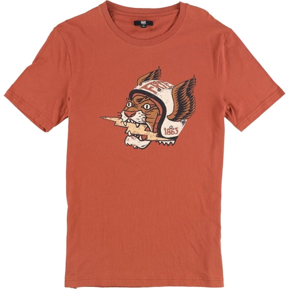 Frye Mens Short Sleeve Crewneck Graphic T-Shirt, darkorange, S