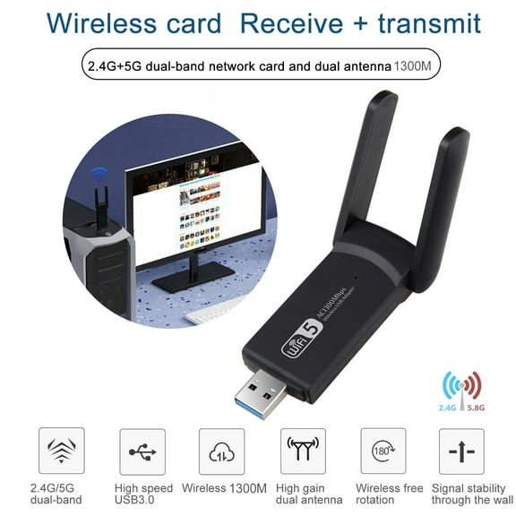 Joernso USB Wi-Fi Bluetooth-compatible Adapter 1300Mbps 2.4/5Ghz Dual Band Wireless Network External Receiver Mini Wi-Fi Dongle