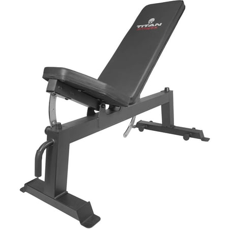 Titan Fitness Adjustable Flat Incline Weight Bench for Free Weights &