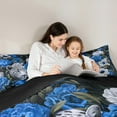 thumbnail image 5 of Manfei Wild Cheetah Full Size Comforter Sets,Jungle Animal Bedding Comforter Set,Blue Country Floral Bedding Sets For Girls Kids,Microfiber Bedroom Decor Reversible,3pcs, 5 of 8