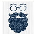thumbnail image 2 of Ambesonne Manly Shower Curtain, Hipster Fashion Beard Glasses, 69"Wx70"L, Dark Petrol Blue White, 2 of 4