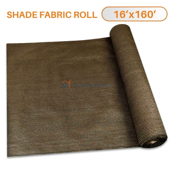 TANG Sunshades Depot 16' x 160' Shade Cloth 180 GSM HDPE Brown Fabric Roll Up to 95% Blockage UV Resistant Mesh Net