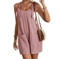 thumbnail image 3 of Enwejyy Womens Summer Shorts Square Neck Sleeveless Pockets Casual Loose Fit Wide Strap One-Piece Jumpsuits, 3 of 4