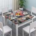 thumbnail image 3 of Pioneer Flower Floral Print Pattern Square Fitted Tablecloth with Elastic Edge,Square Table Cover,Washable Elastic Table Cover for Home Kitchen Party Decor 34"x34", 3 of 6