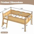 thumbnail image 6 of Bellemave Twin Size Low Loft Bed with Bookshelf, Solid Wood Loft Bed Frame with Ladders & Full-Length Guardrails, Low Profile Bed with Slats for Kids Teens, No Box Spring Needed, Natural, 6 of 11