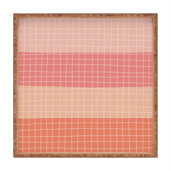 Society6 Peachy Stripes by Hello Twiggs Square Bamboo Tray