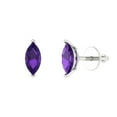 thumbnail image 2 of 1 Ct Marquise Cut Studs Purple Natural Amethyst 18K White Solid Solid Gold Everyday Dainty Earrings Screw Back, 2 of 7