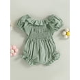 thumbnail image 4 of Bagilaanoe Newborn Baby Girl Summer Jumpsuit Shorts Print Short Sleeve Ruffle Bodysuit 3M 6M 12M 18M Infant Casual One Piece Romper, 4 of 8