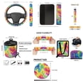 thumbnail image 7 of Yuyamidu 15 Piece Car Seat Cover Full Set Tie Dye Steering Wheel Cover Seat Belt Strap Pads Garbage Organizer Car Air Vent Pocket Organizer Rearview Mirror Cover Coasters Keychain Wristlet, 7 of 7