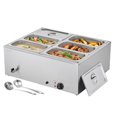 thumbnail image 1 of VEVOR Commercial Food Warmer, 1500W Electric Stainless Steel Steam Food Warmer with Lid, 6-Pan Fast Heating Countertop Buffet Bain Marie with Soup & Perforated Ladles, for Catering, Restaurant, Party, 1 of 9