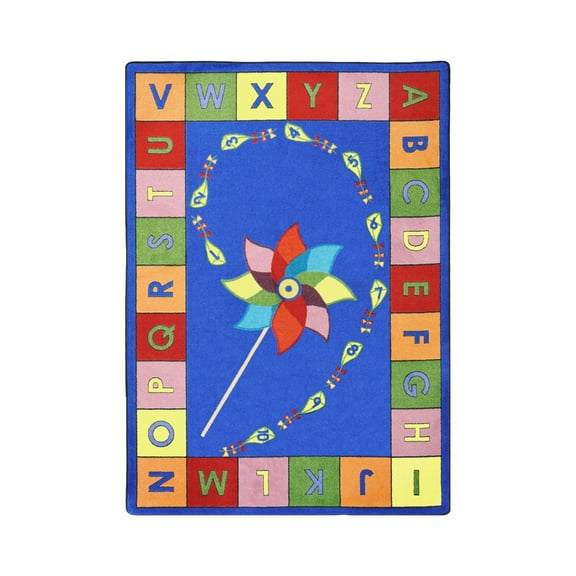 Joy Carpets Kid Essentials Early Childhood Alphabet Pinwheel Rug 7'8" x 10'9" Oval Multi