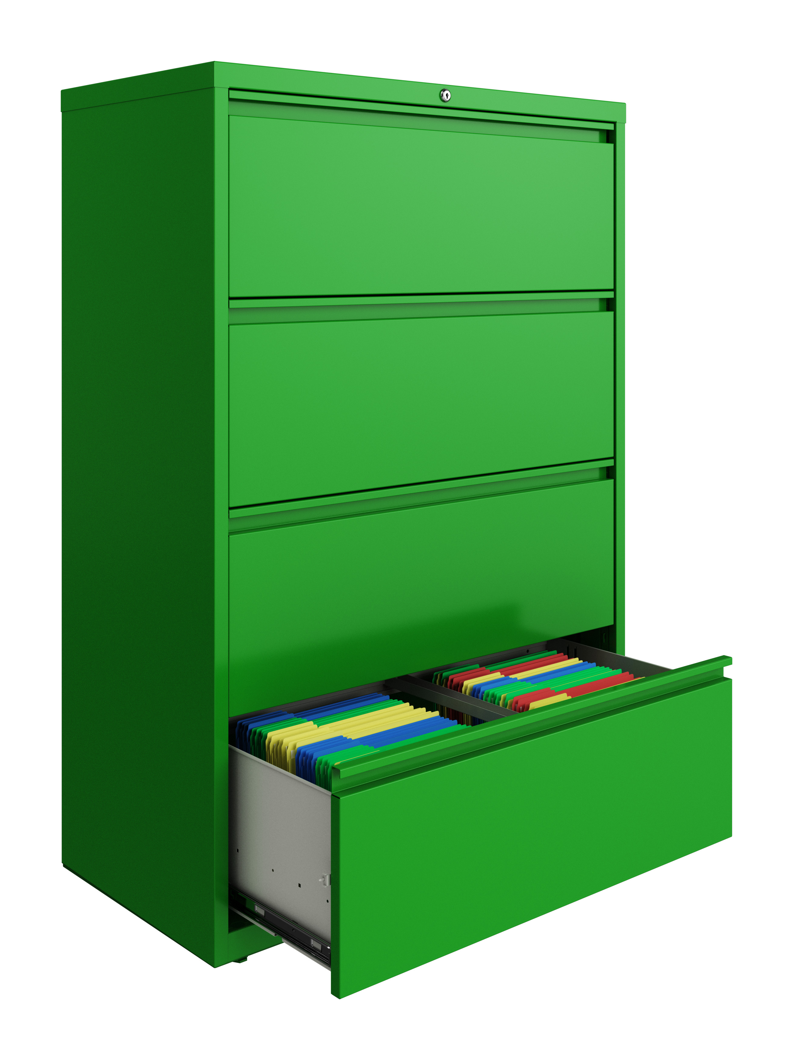 Hirsh 36 Inch Wide 4 Drawer Metal Lateral File Cabinet for Home and Office, Holds Letter, Legal and A4 Hanging Folders, Screamin' Green - image 4 of 5