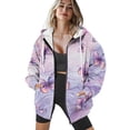 thumbnail image 4 of COEQINE Women's Full Zipper Soft Hoodie Oversized Sweatshirts Multicolor Leopard Print Pattern Long Sleeve Jacket for Women with Pockets Fall Y2K Tops Lightweight Casual Wear, L, 4 of 7