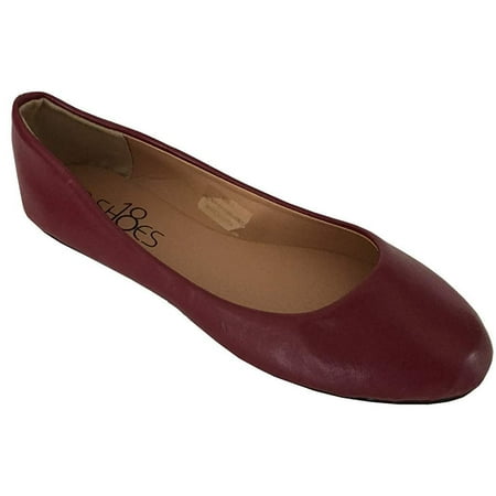 

Womens Ballerina Ballet Flat Shoes Solids & Leopards 9 Burgundy Pu 8600