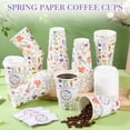 thumbnail image 3 of 50 Pack 12oz Spring Wildflower Paper Coffee Cups Floral Disposable Cups with Lids & Sleeves 2 Designs Mixed Pink Flower Tea Drink Cup for Easter Wedding, Party, Cafe, Hot & Cold Beverages, 3 of 5