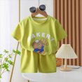 thumbnail image 2 of Little Boy Clothes Set Toddler Baby Boy Bear Bakery Print Short Sleeve T-Shirt & Solid Shorts 2-Piece Summer Outfit Toddler Boy Short Set, 2 of 6