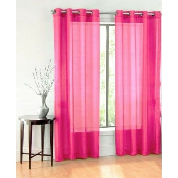 1 Panel Solid Color Magenta Pink Design Voile Sheer Window Curtain 8