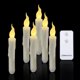thumbnail image 1 of Velas parpadeantes sin llama, 1 control remoto, 17 cm marfil, velas de ventana LED a batería, temporizador, juego de 6 velas de plástico sin llama con efecto cera (2, 1 of 5