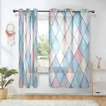 Yayeee Window Curtains Set of 2 for Living Room Light Filtering 63"x52", Beige Art Pattern