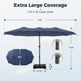 thumbnail image 2 of Alpha Joy 15ft Outdoor Patio Umbrella Extra-Large Double-Sided Garden Umbrella with Crank Handle and Base - Navy Blue, 2 of 6