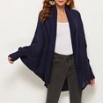 thumbnail image 2 of Lilgiuy Women's Casual Solid Color Loose Knit Top Long Sleeve Cardigan Sweater V-Neck Sweater,Blue,6 Dresses for 2022, 2 of 5