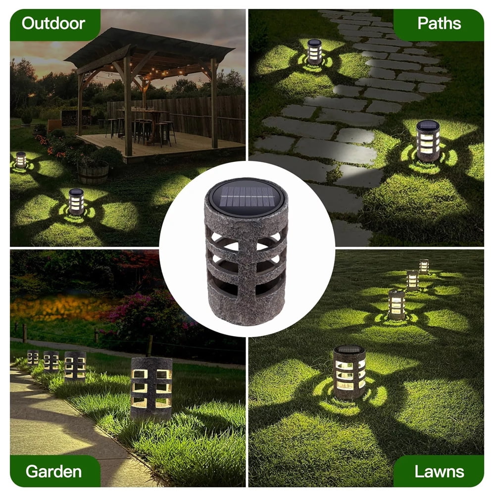 4 Pack Ground Pillar Solar Power Lights Led Waterproof Outdoor Garden Yard Lawn
