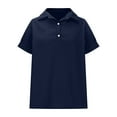 thumbnail image 2 of Plebaso Chemises en Coton et Lin pour Femmes Col en V à Boutons T-Shirts Col Léger Manches Courtes Blouses Décontractées, 2 of 6