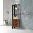 thumbnail image 3 of Tall Cabinet, 4-Tier Storage Cabinet with Door and Inside Adjustable Shelf, Steel Frame, Space-Saving, for Living Room, Entryway, Kitchen, Industrial, Rustic Brown, 3 of 8