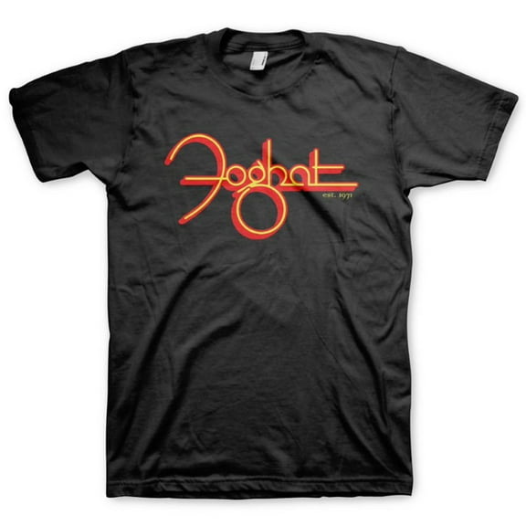 Foghat Men's Yellow and Red Logo T-Shirt Black Large | Officially Licensed