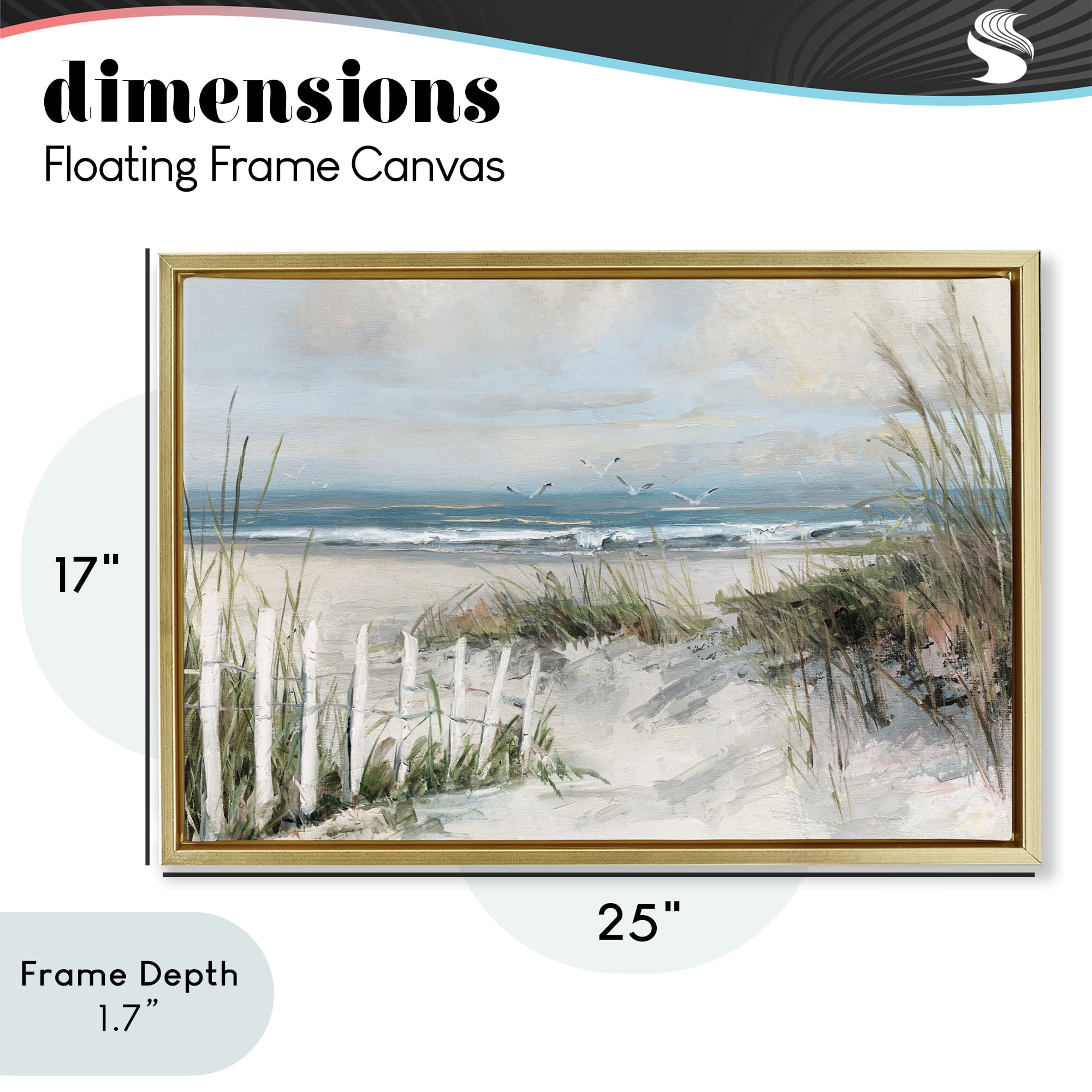 Stupell Industries Dunes With Weathered Fence Gold Framed Floater Canvas Wall Art, design by Sally Swatland