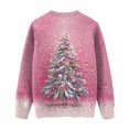 thumbnail image 4 of WTOBBY Women's Christmas Printed Knitted Sweater Top, Long Sleeve Round Neck Casual Pullover, Holiday Themed Yarn Sweater for Women,Pink 2XL, 4 of 5
