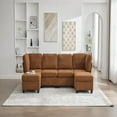thumbnail image 5 of GVN Seat Couch with Freely Combinable 6-Seat and Chaise, Comfy Soft with U Shaped Oversized and Storage Ottoman for Home, Apartment, Office, Orange, 5 of 8
