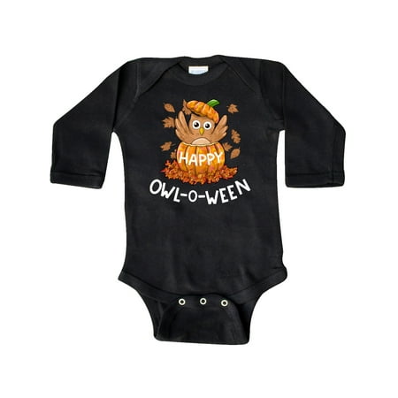 

Inktastic Happy Owl-o-Ween- Owl in Pumpkin Gift Baby Boy or Baby Girl Long Sleeve Bodysuit