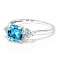 thumbnail image 3 of Gem Stone King 10K White Gold Swiss Blue Topaz and Lab Grown Diamond Engagement Ring for Women | 2.29 Cttw | Cushion 7MM | Gemstone November Birthstone | Size 5, 3 of 6