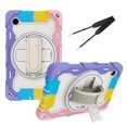 thumbnail image 1 of XYX 3in1 Rotating Stand Case for Samsung Galaxy Tab A9 8.7 inch 2023 with Hand/Shoulder Strap, Shockproof Rugged, Colorful Pink, 1 of 7