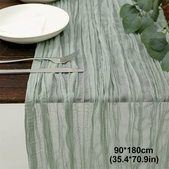 NSESSHome Semi-Sheer Table Runner Cheesecloth Tablecloth for Wedding Party Bridal Shower Boho Table Decor