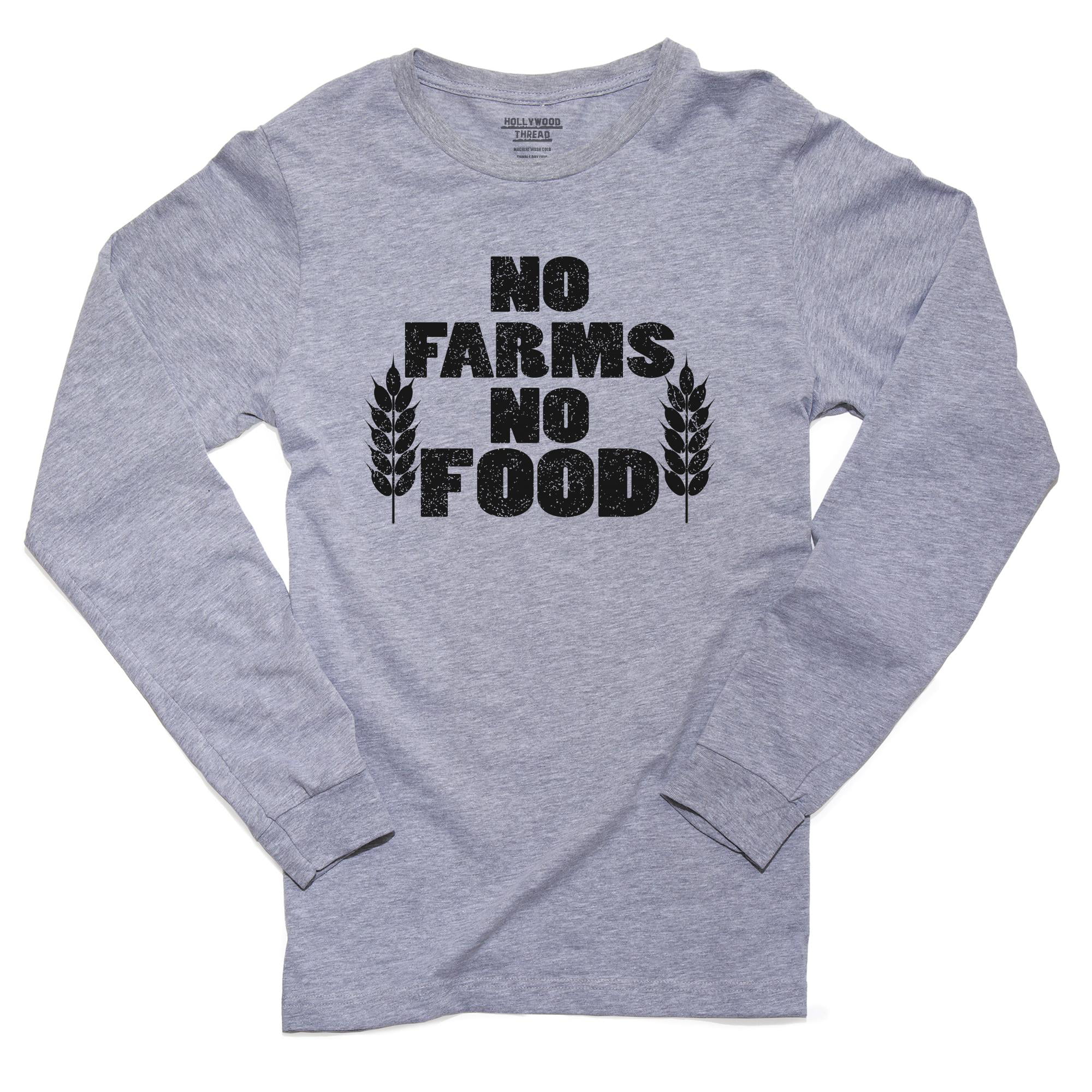 Hollywood Thread - No Farms No Food - Farmer Men's Long Sleeve Grey T ...