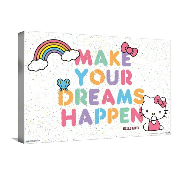 Hello Kitty: 17 General - Make Your Dreams Happen Canvas Wall Poster, 14.725" x 22.375"