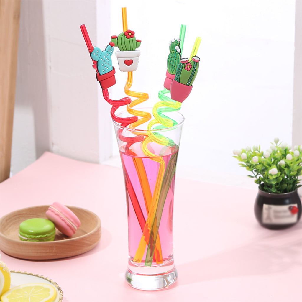 40Pcs Spoon Straws Smoothies Milkshake Juice Straw Party Supplies Multicoloured 