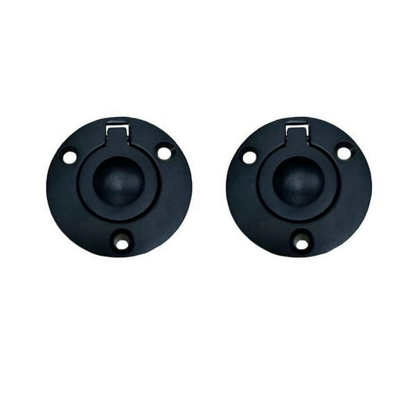 QCAA Solid Brass Flush Ring Pull, Matte Black, Round Shape, Made in Taiwan, 2 Pack