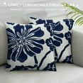 thumbnail image 3 of Nawypu  Farmhouse Floral Leaves Decorative Throw Pillow Cover Boho Tufted Flowers Pattern Chic Cushion Case for Couch Bed Sofa Living Room(Navy Blue), 3 of 5