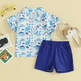 thumbnail image 2 of Bagilaanoe 2pcs Toddler Baby Boy Shorts Set Short Sleeve Shirt Tops + Shorts 12M 18M 24M 3T 4T 5T Kids Casual Summer Clothes, 2 of 8