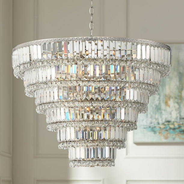 Vienna Full Spectrum Silver Hanging Chandelier 28 1 2 Wide Traditional Crystal Shade Fixture For Dining Room House Entryway Com Vienna Full Spectrum Silver Hanging, Satin Nickel Crystal Chandelier